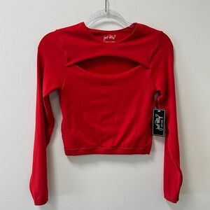 Just Polly • Red Bodycon Top • Sz L • NWT!